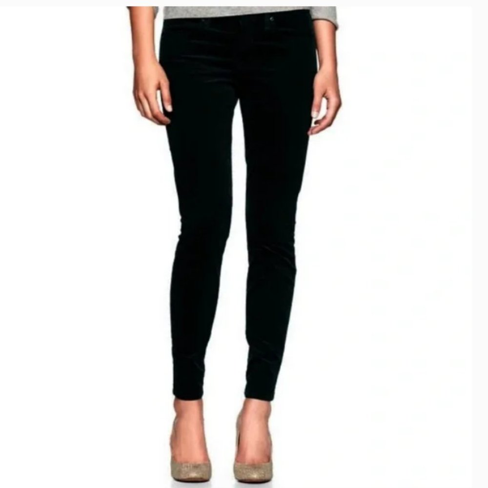 GAP 1969 True Black Corduroy Velvet Touch Stretchy Leggings Size 10
